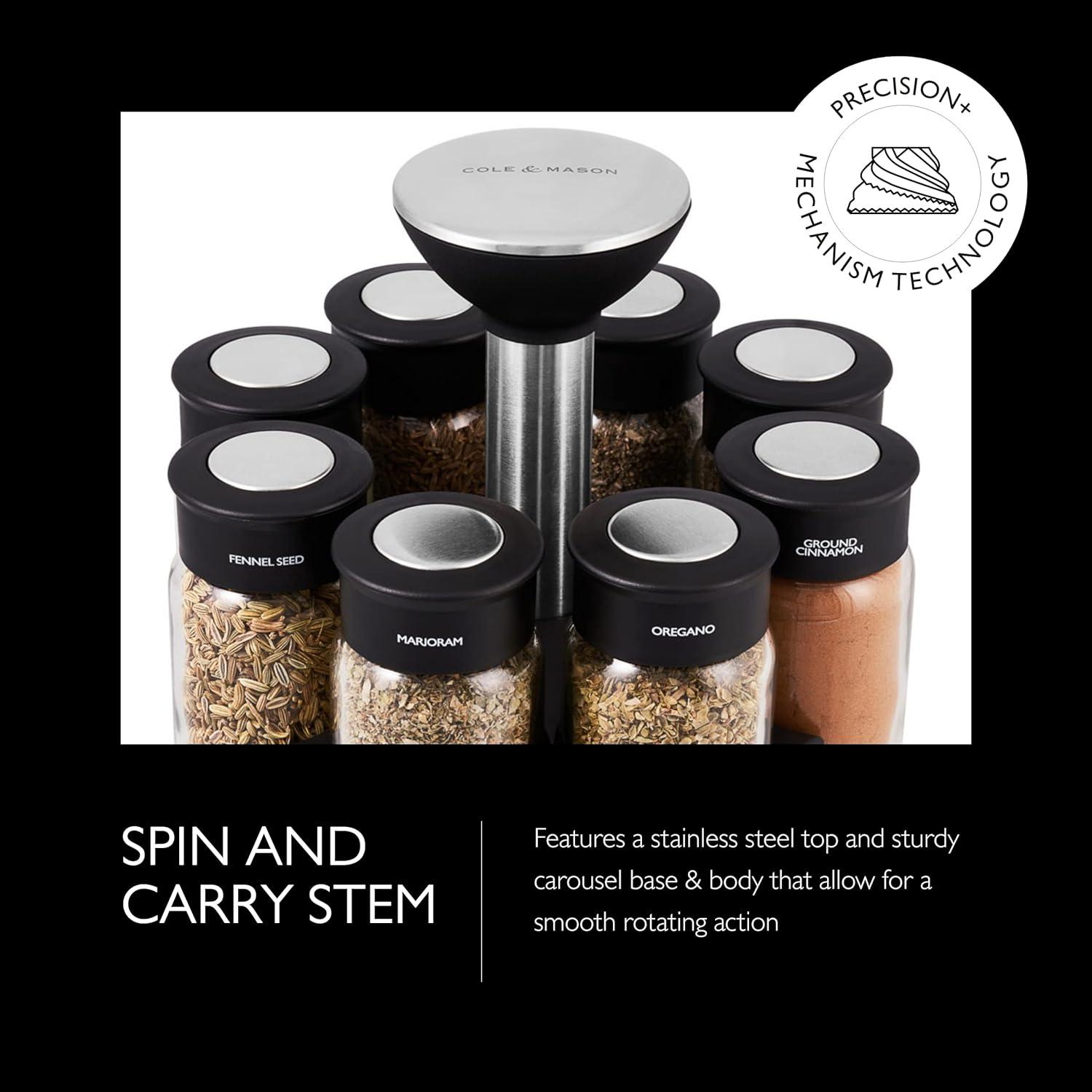Latitude Run® Silver Stainless Steel Tiered Spice Rack - 16 Jar Manual Revolving Carousel For Easy Access
