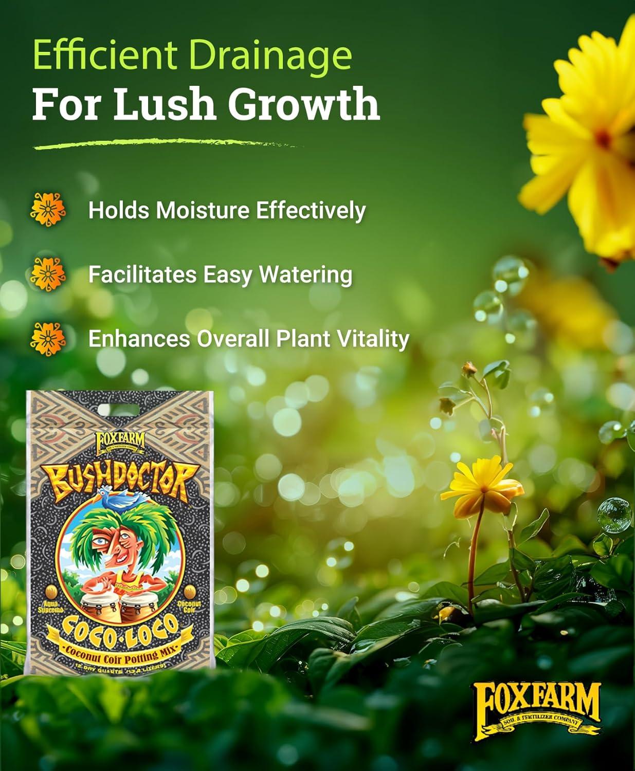 Fox Farm FX17111 FoxFarm Bush Doctor Quart Bag Coco Loco Potting Mix, 12 Qt, Soil