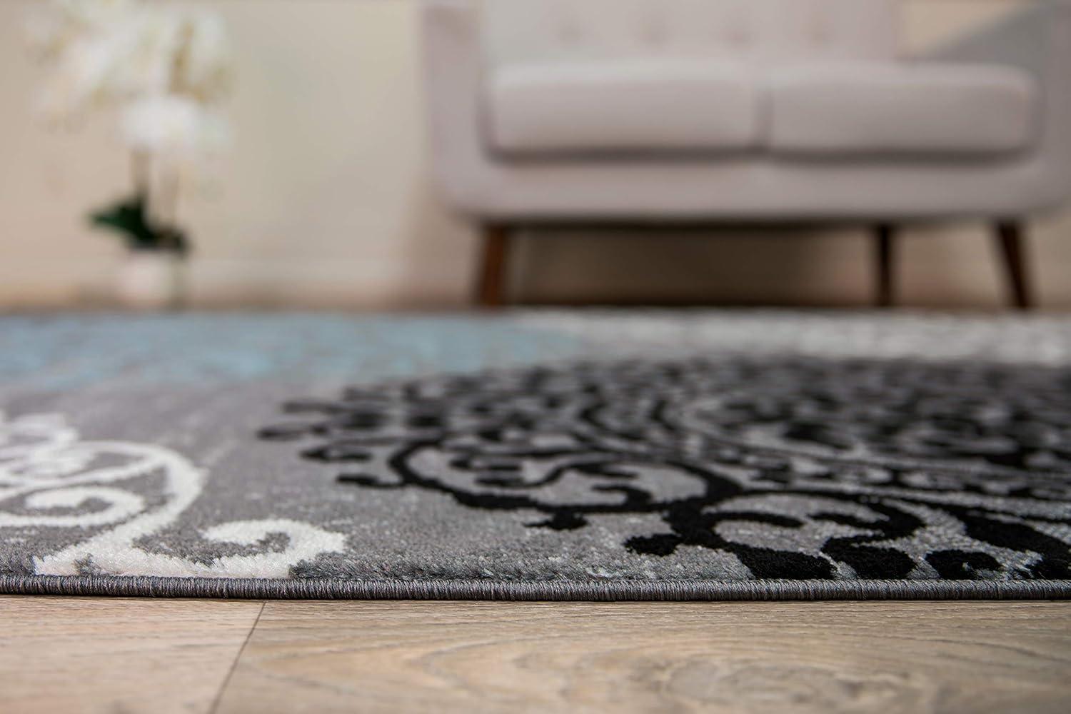 World Rug Gallery Floral Gray 2' x 10' Runner Rug