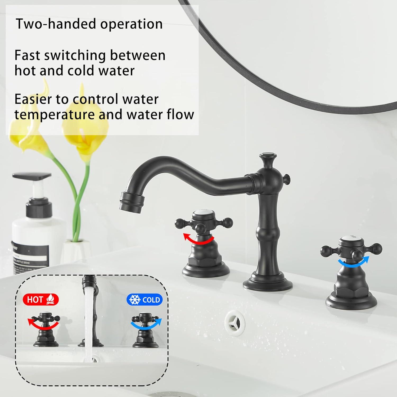 Widespread 2-handle Bathroom Faucet with Drain Assembly