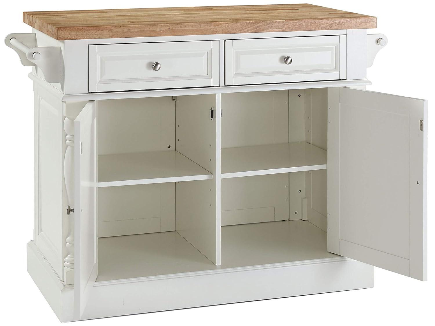 Oxford Butcher Block Kitchen Island Black - Crosley: Rolling Cart with Storage, Adjustable Shelves, Towel Bar