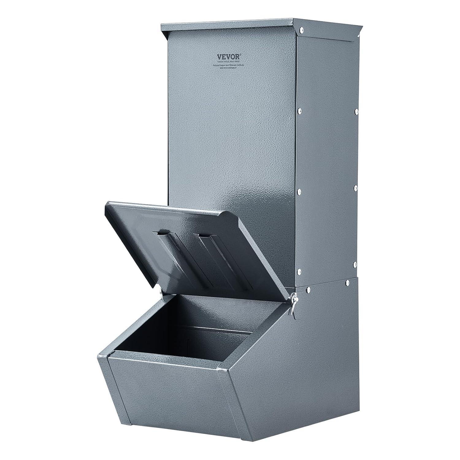 VEVOR Hog Feeder, 2.2 Bushel Capacity, Single Door Pig Feeder, Heavy Duty Steel Piglets Feeder, Multipurpose Trough Creep Feeder, Outdoor Livestock Feeder Farm Accessory for Feeding up to 5 Hogs