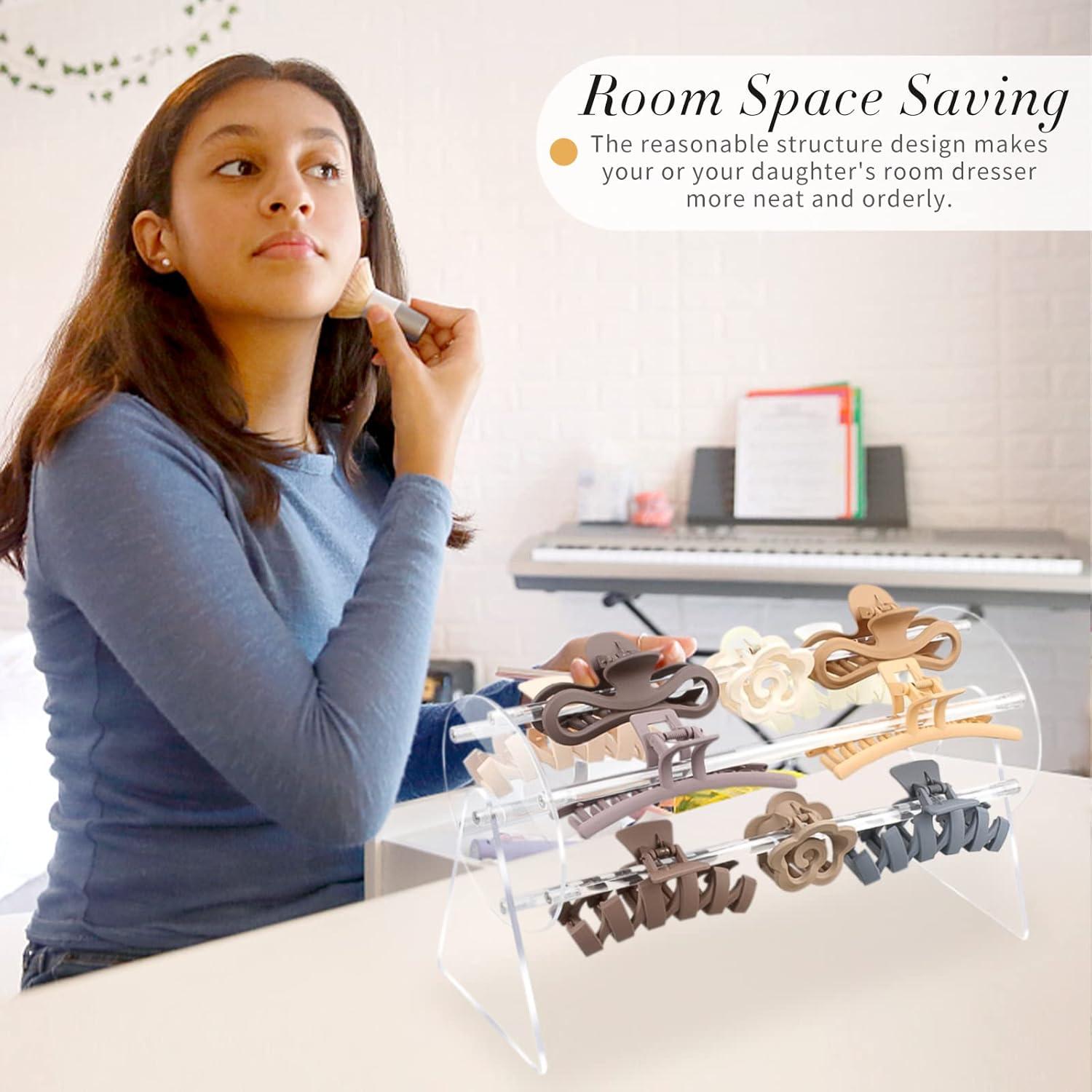 SNOWSTAR Acrylic Claw Clip Organizer Holder,360-Degree Rotating Claw Clip Holder and Storage,Hair Clip Organizer Display Clear Stand for Women and Girls