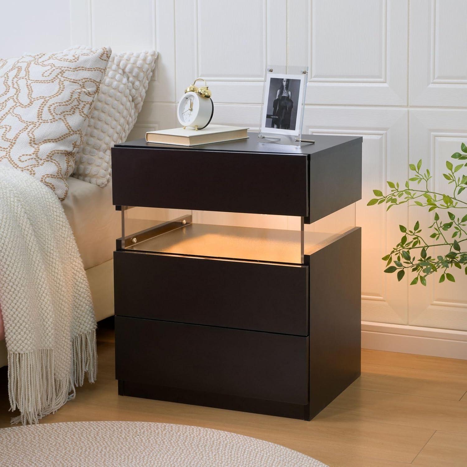 Ivy Bronx Nightstands set of 2 LED Night Stand (Set of 2)