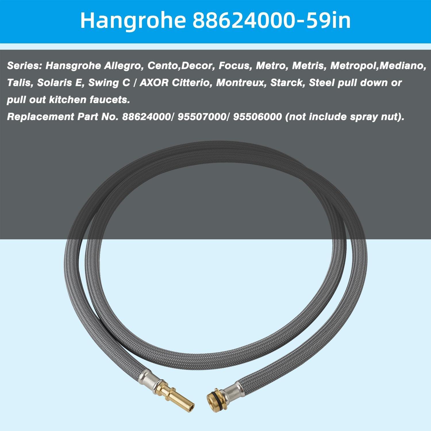 88624000 Kitchen Faucet Hose Replacement Part for Hansgrohe Pull Down Spray Hose 95507000 95506000, 59-inch Length by Awelife