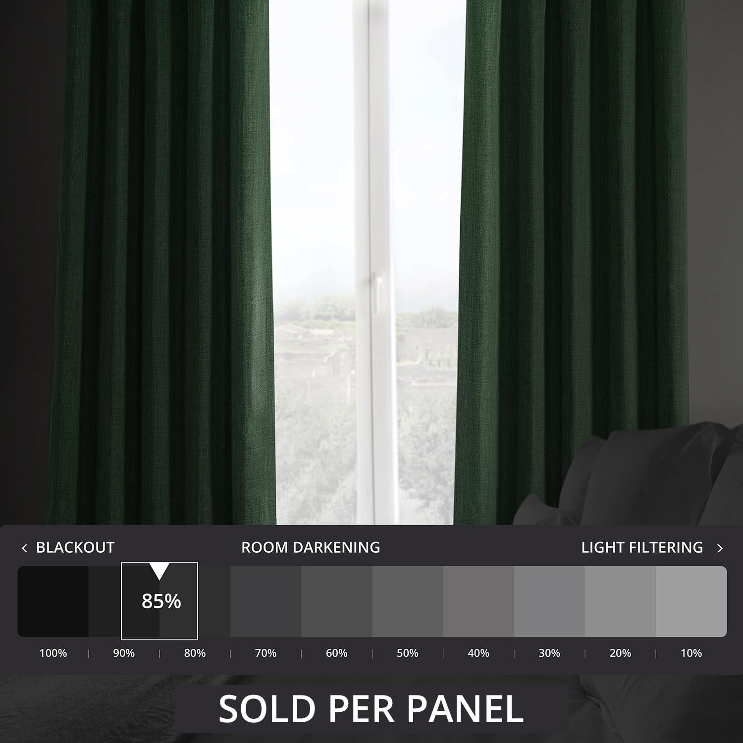 HPD Half Price Drapes Key Green Faux Linen Room Darkening Curtains for Bedroom & Living Room Curtains (1 Panel), Door & Window Curtains 84 inches long, Rod Pocket Curtains & Drapes, 50W X 84L