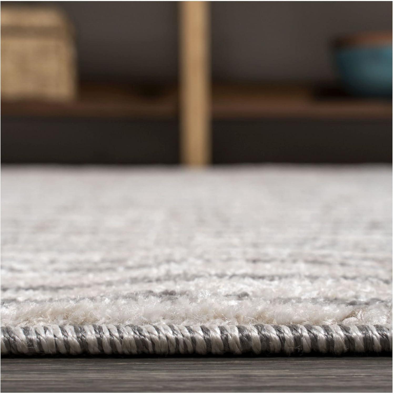 2'x8' Skoura Modern Bold Stripe Runner Rug, Beige/Dark Gray - JONATHAN Y