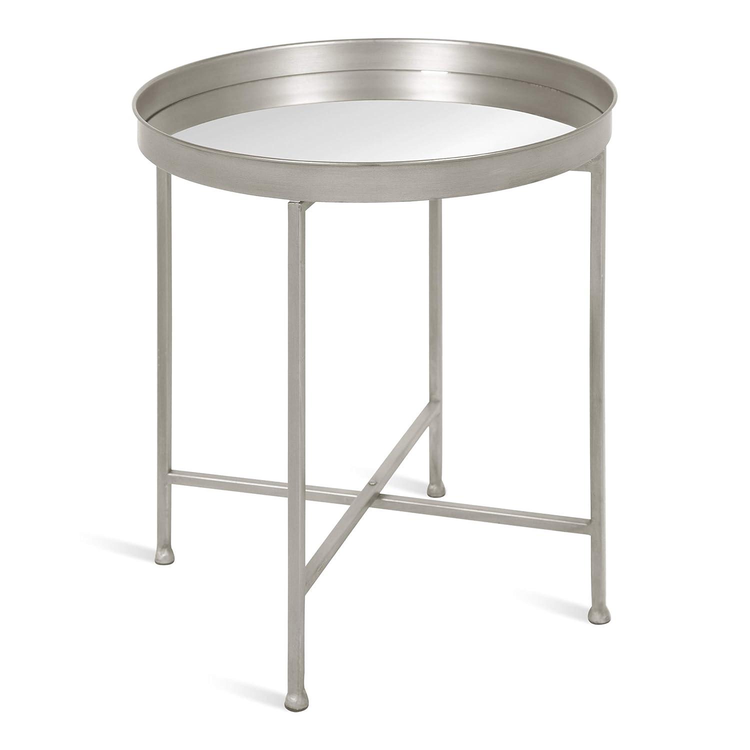 Kate and Laurel Celia Round Metal Side Table, 18.25x18.25x22, Silver