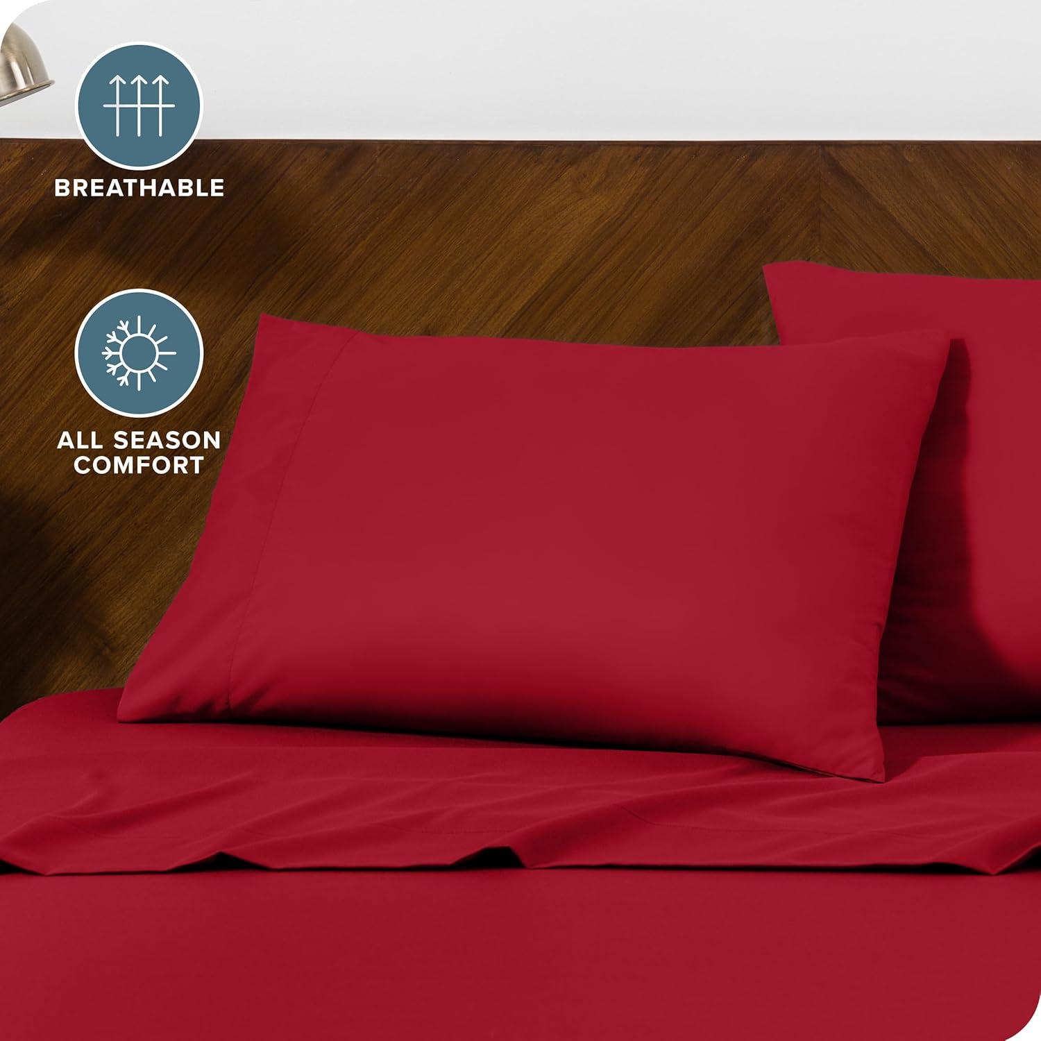 Microfiber Queen - Envelope - 20 x 30 Red Pillowcase Set by Bare Home