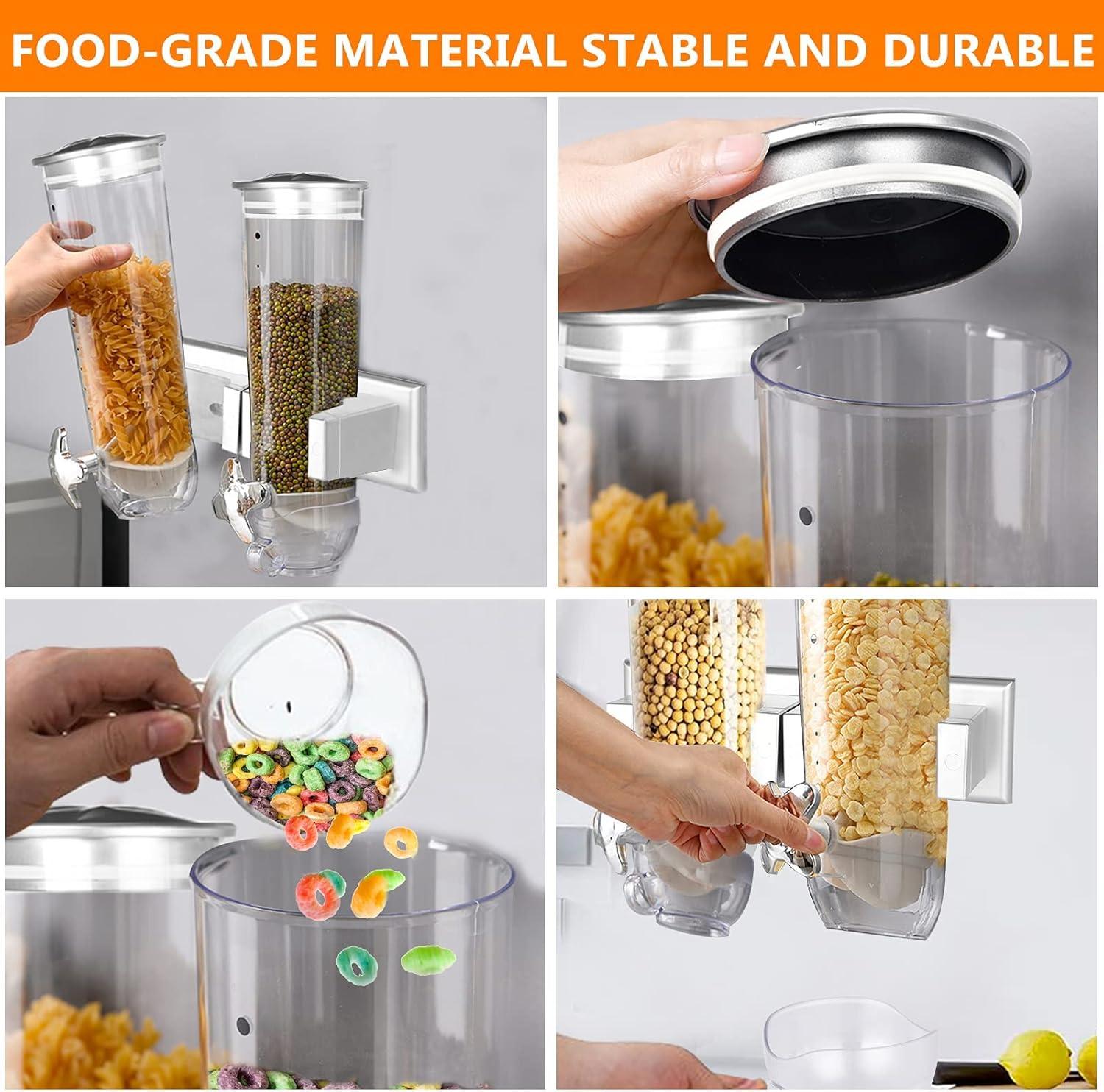Cereal Dispenser Wall Mounted, Large Dry Food Dispenser with Cup, Grains Dispenser Wall Mounted, Candy Dispenser Wall Mount for Store Food Coffee Beans Nuts Snacks, Kitchen Cereal Storage Container 3L