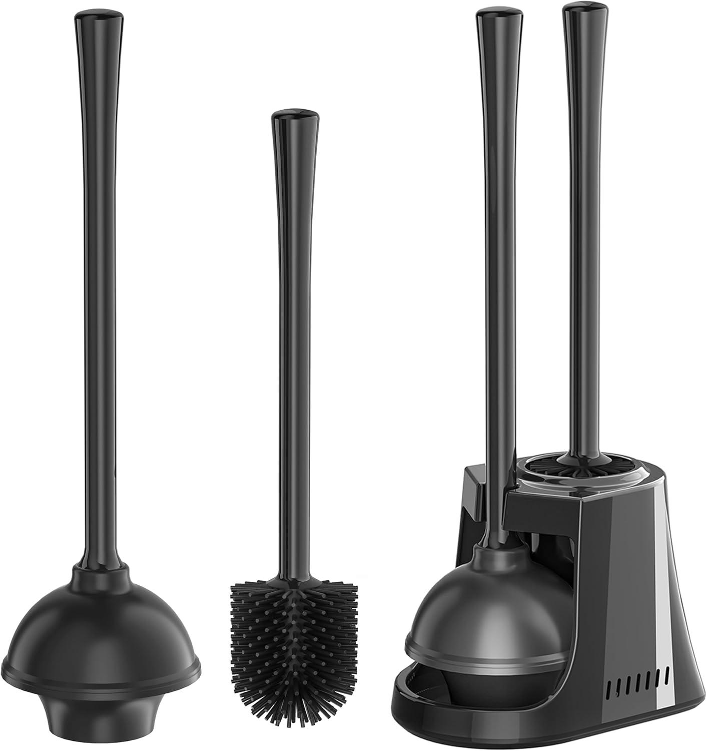 Tyuong Toilet Brush And Plunger Set 2 In 1 Plunger And Brush Set Toilet Brush Toilet Plunger And Brush Set Black Toilet Brush And Plunger Set Bathroom Plunger Household