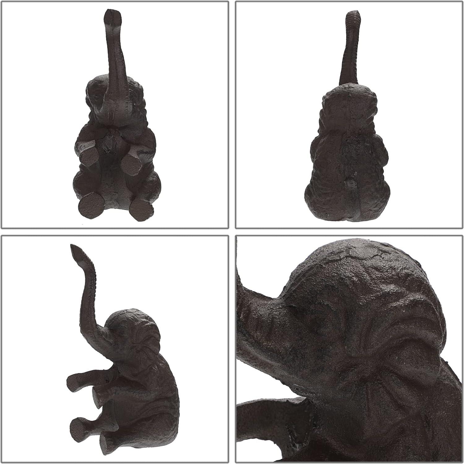 Vintage Brown Cast Iron Elephant Door Stopper