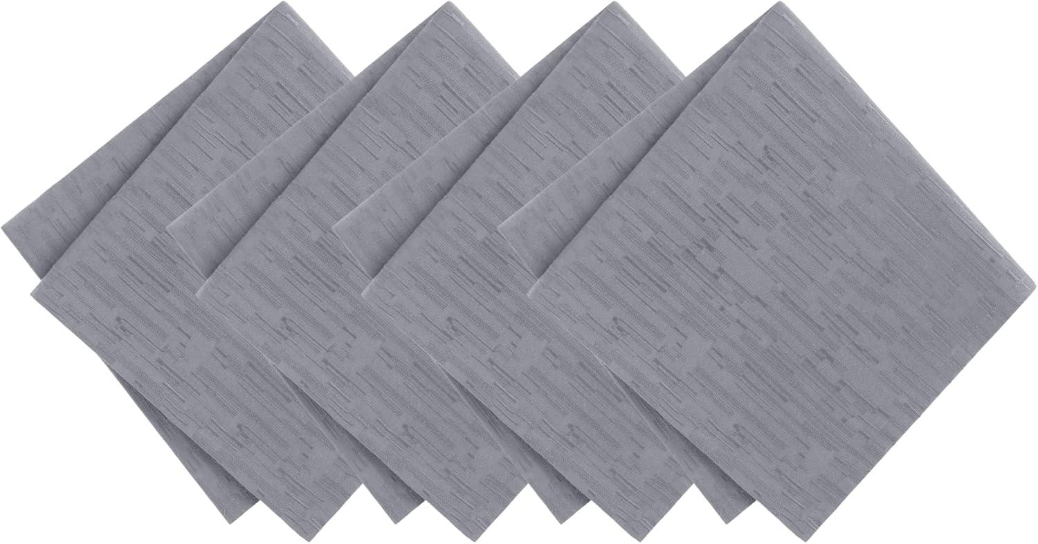 Continental Solid Texture Water and Stain Resistant Napkins, Set of 4 - 17" x 17" - Gray - Elrene Home Fashions