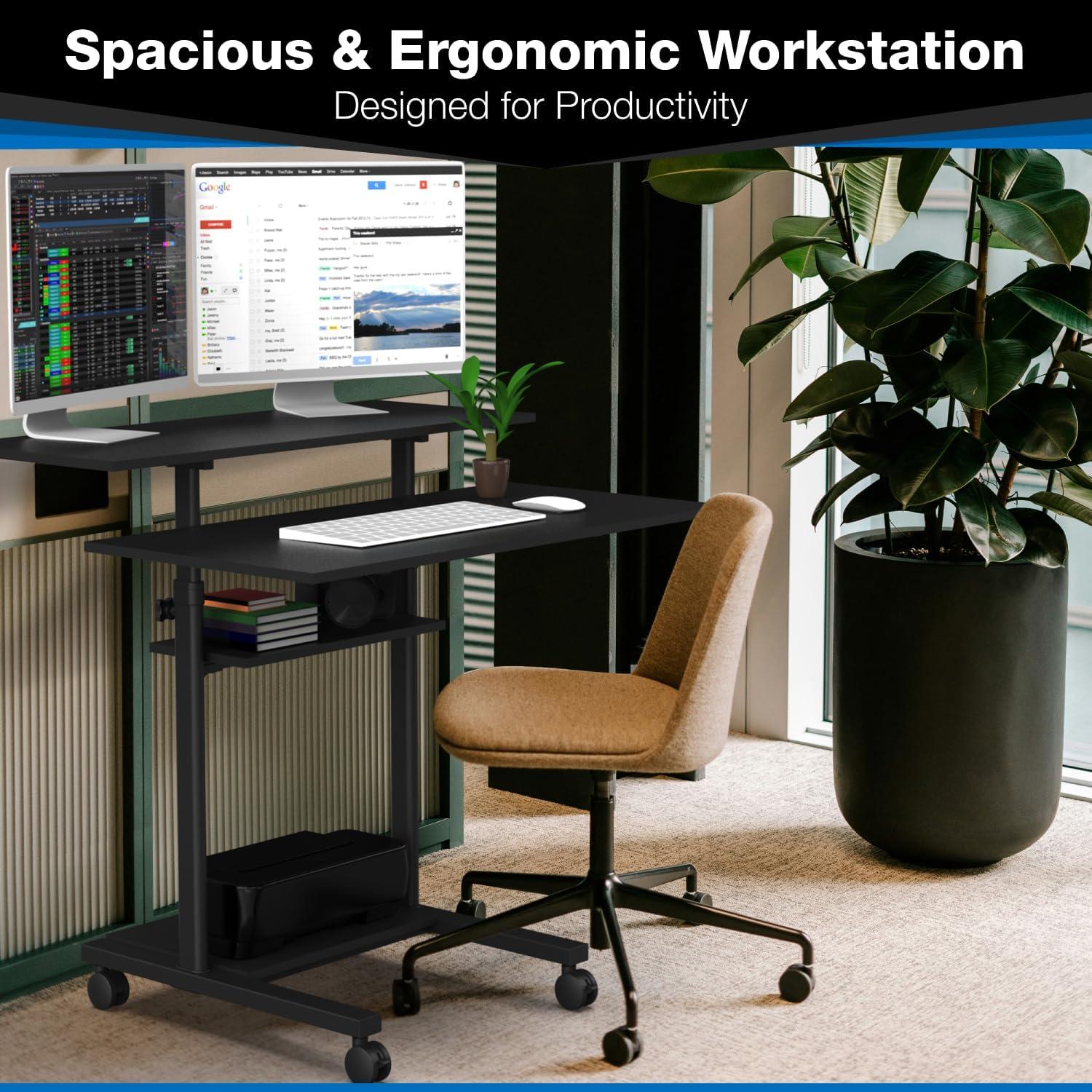 Mount-it Adjustable Metal Base Standing Desk Converter