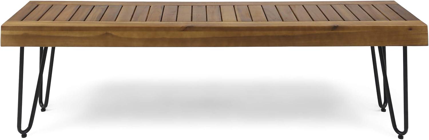 GDF Studio Abbet Outdoor Industrial Wood and Metal Bench, Teak