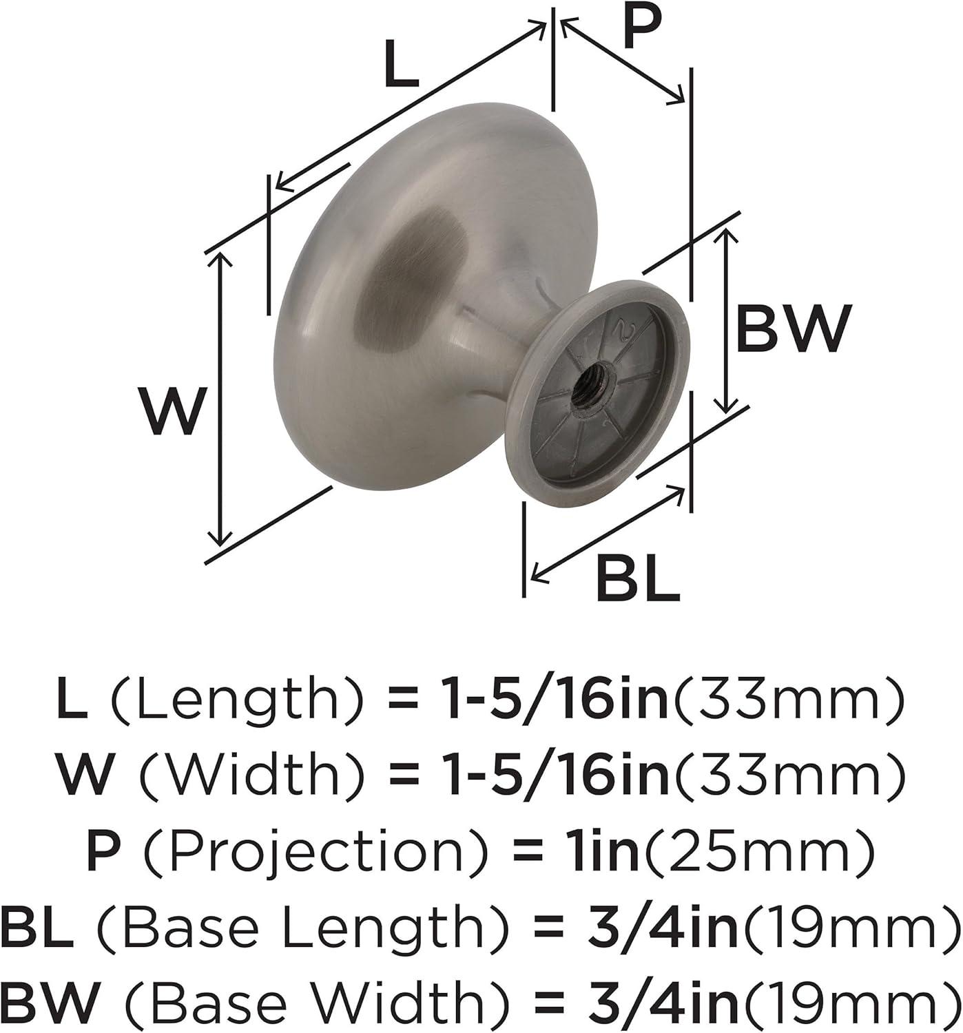 Satin Nickel Round Cabinet Knob with Mounting Hardware