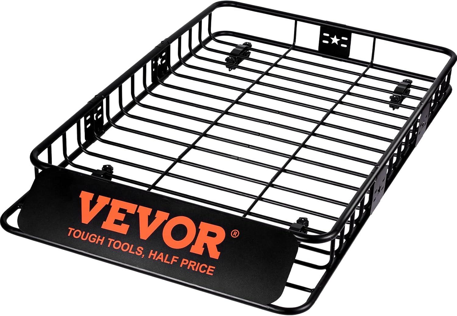 VEVOR Roof Rack Cargo Basket, 64" x 39" x 6" Rooftop Cargo Carrier with Extension, Heavy-Duty Steel 200 LBS Capacity Universal Roof Rack Basket, Luggage Holder for SUV, Truck