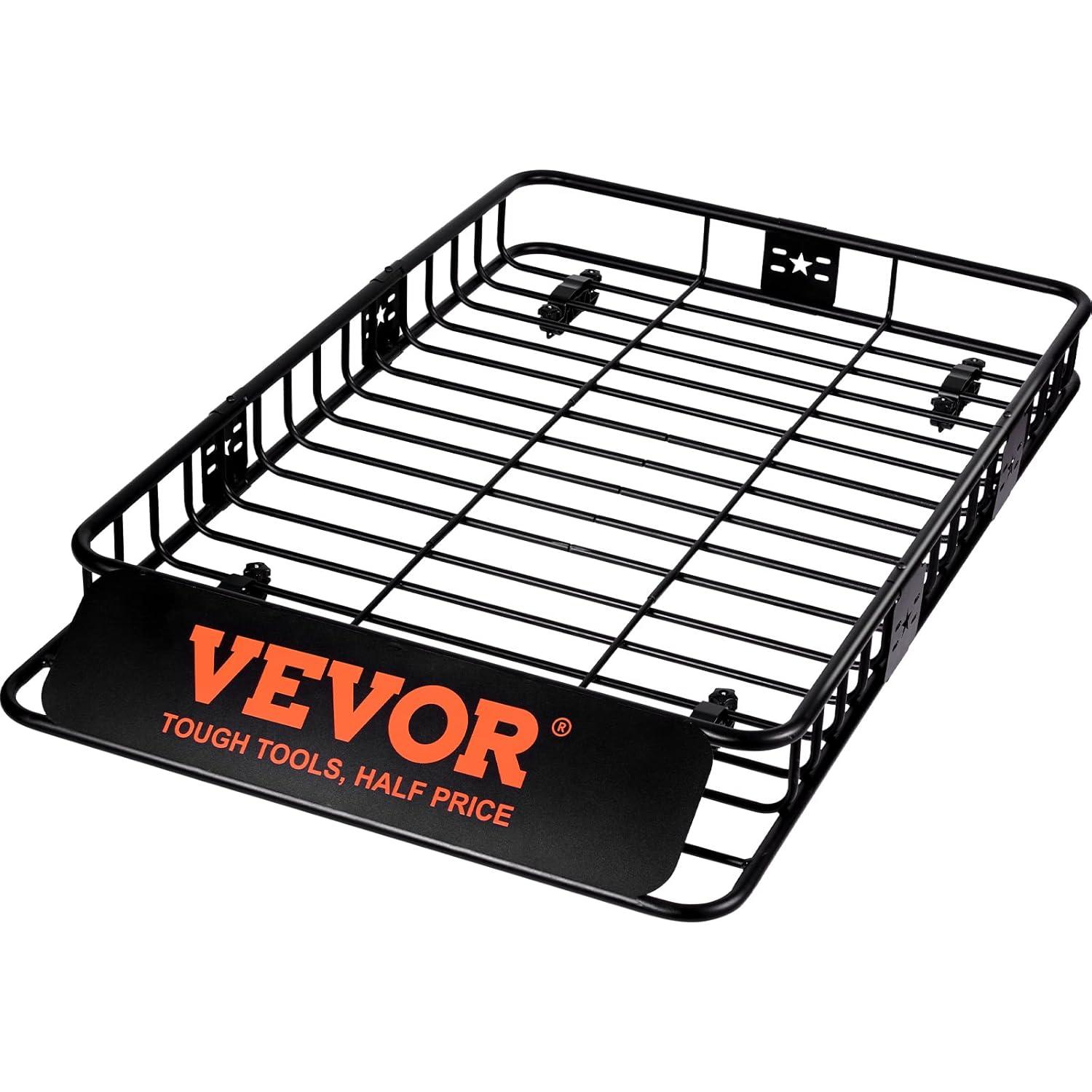 VEVOR Roof Rack Cargo Basket, 64" x 39" x 6" Rooftop Cargo Carrier with Extension, Heavy-Duty Steel 200 LBS Capacity Universal Roof Rack Basket, Luggage Holder for SUV, Truck