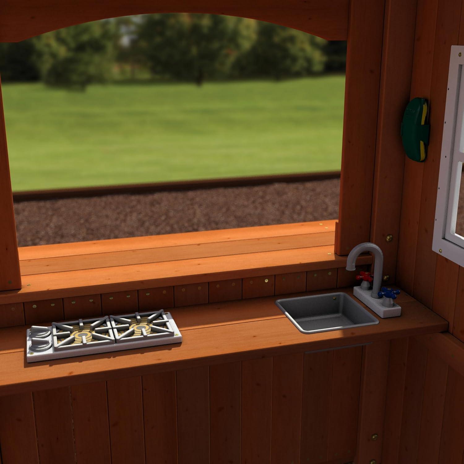 Backyard Discovery Backyard Discovery Shenandoah Cedar Wood Swing Set with Wave Slide, Clubhouse, Playhouse, and Play Kitchen