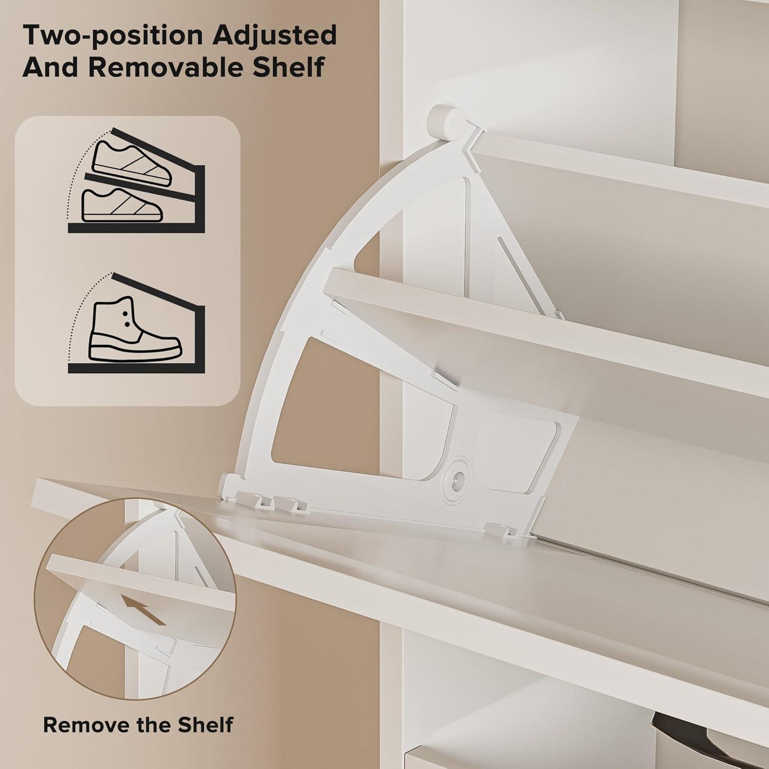 Gracie Oaks Shoe Cabinet With 2 Flip Drawers, Narrow Shoe Cabinet Hidden Shoe Rack Freestanding Shoe Cabinet Organizer For Entryway, Hallway