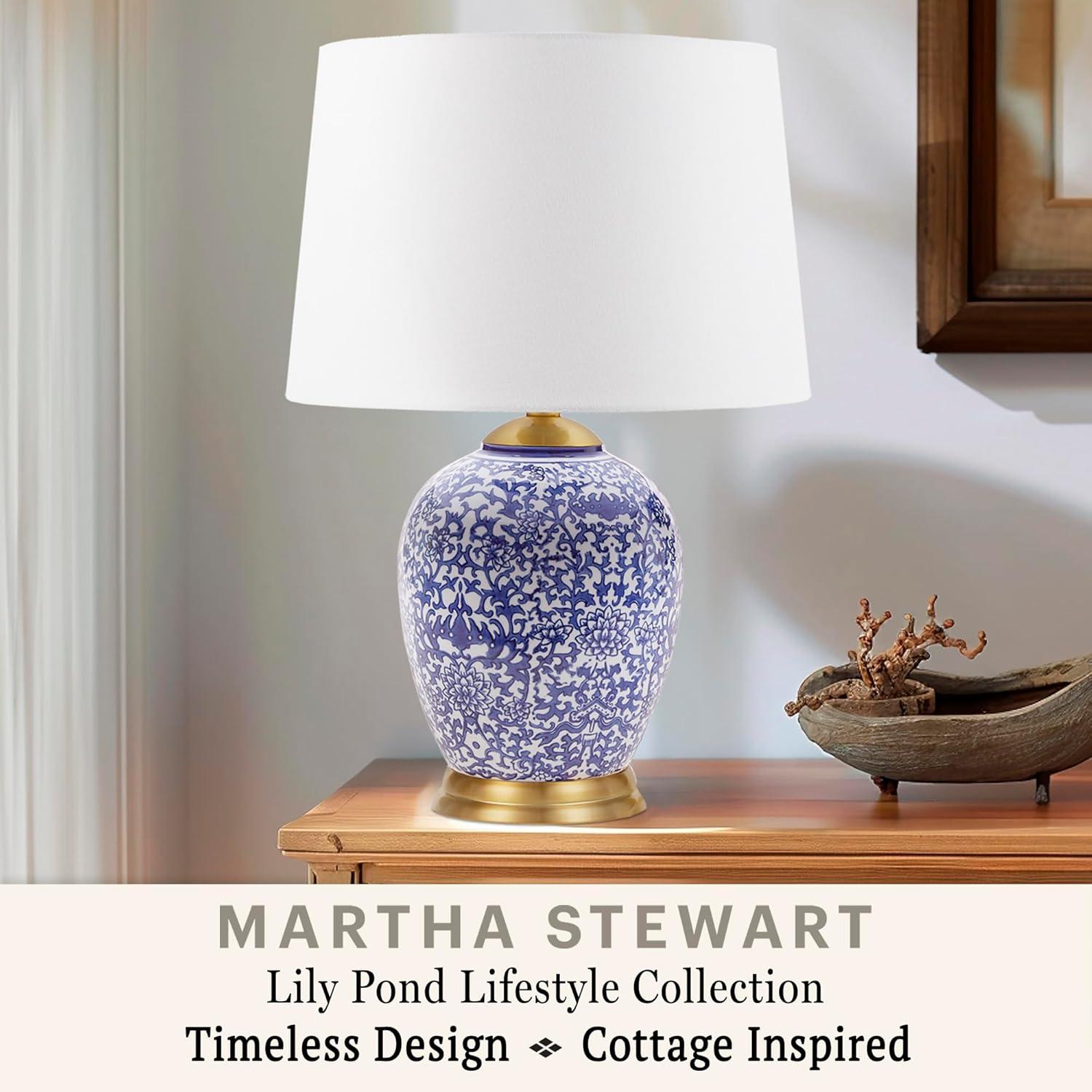 Hampton Hill Mystique Blue Ceramic Ginger Jar Table Lamp
