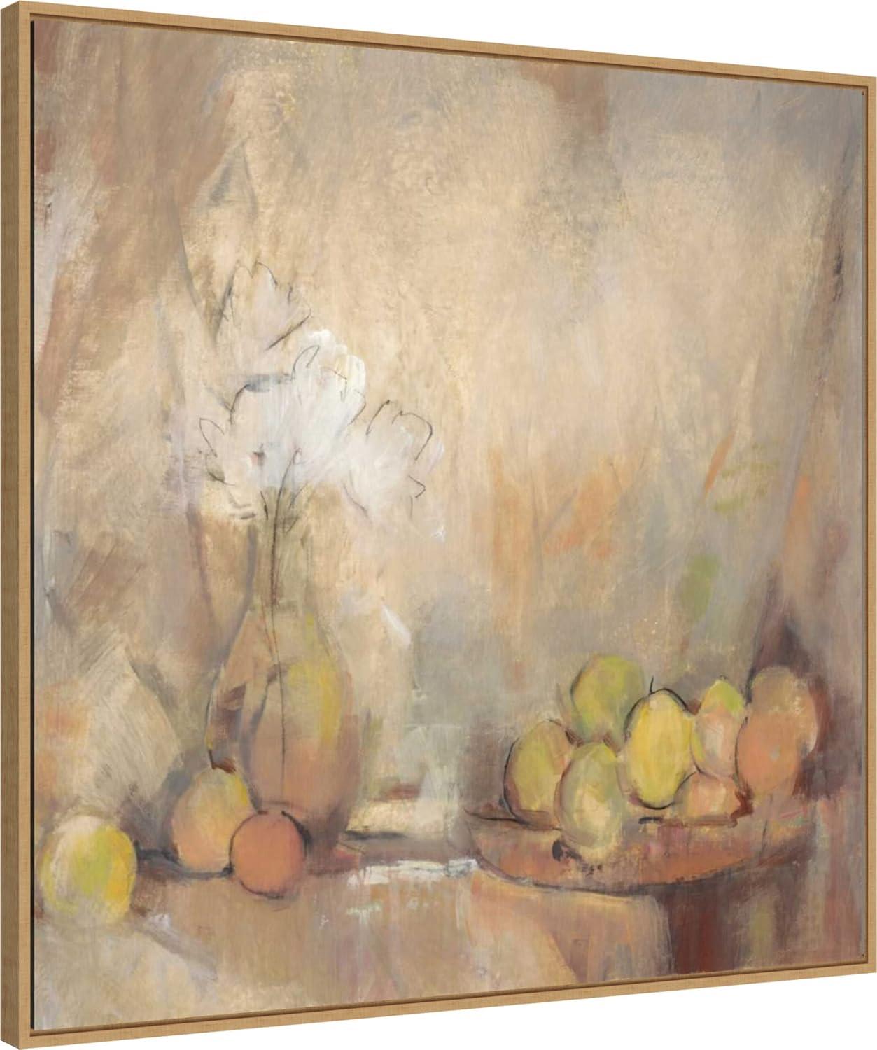 30" x 30" Still Life with Fruit in Study by Tim O'Toole Framed Canvas Wall Art Print - Amanti Art