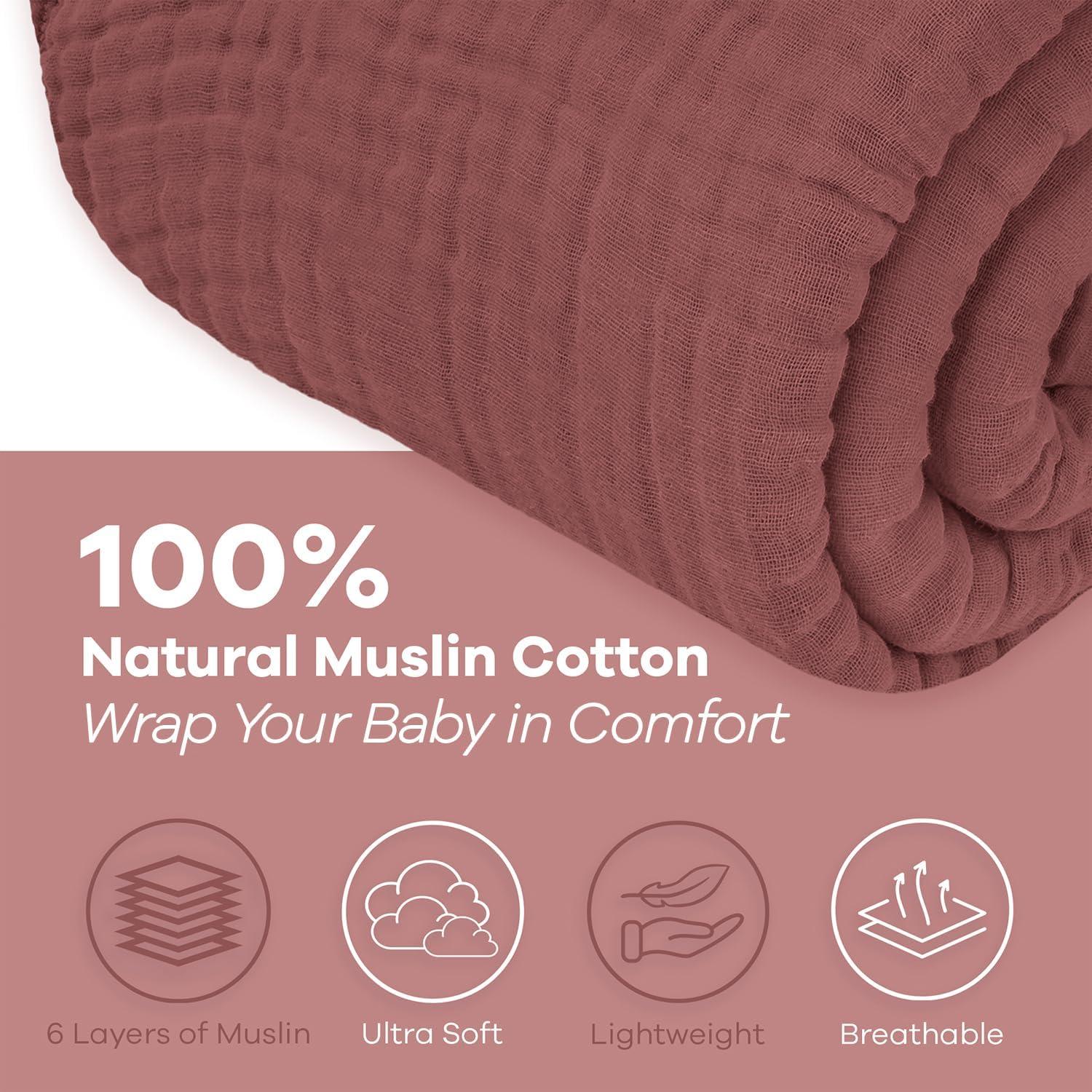 Muslin Cotton Blanket for Adults, Extra Large By Comfy Cubs