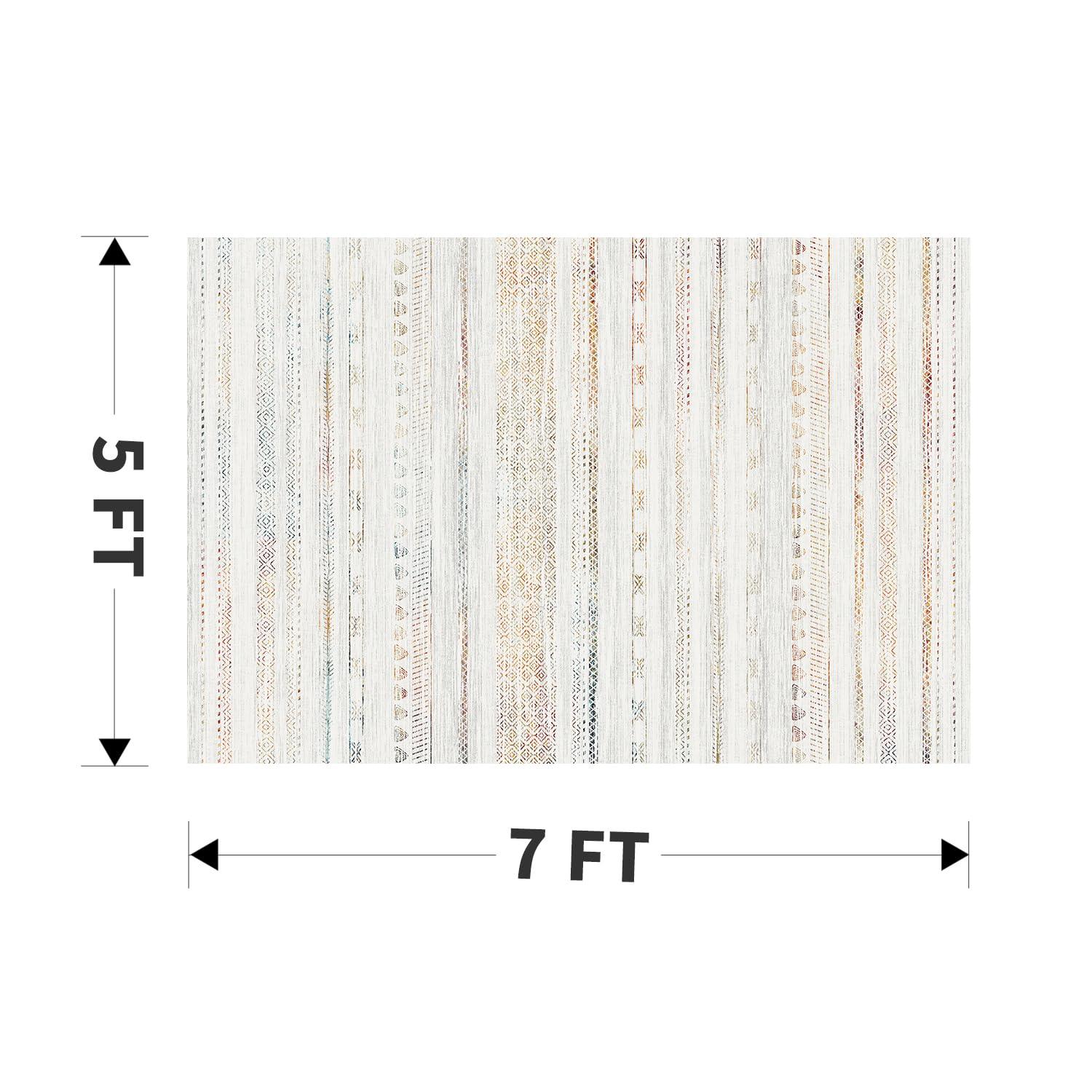 Loon Peak® 5x7 Area Rugs for Living Room Machine Washable Rug Distressed Indoor Carpet Neutral Moroccan Boho Rug Ultra Soft Area Rug for Bedroom Dining Room Playroom Office, Grey