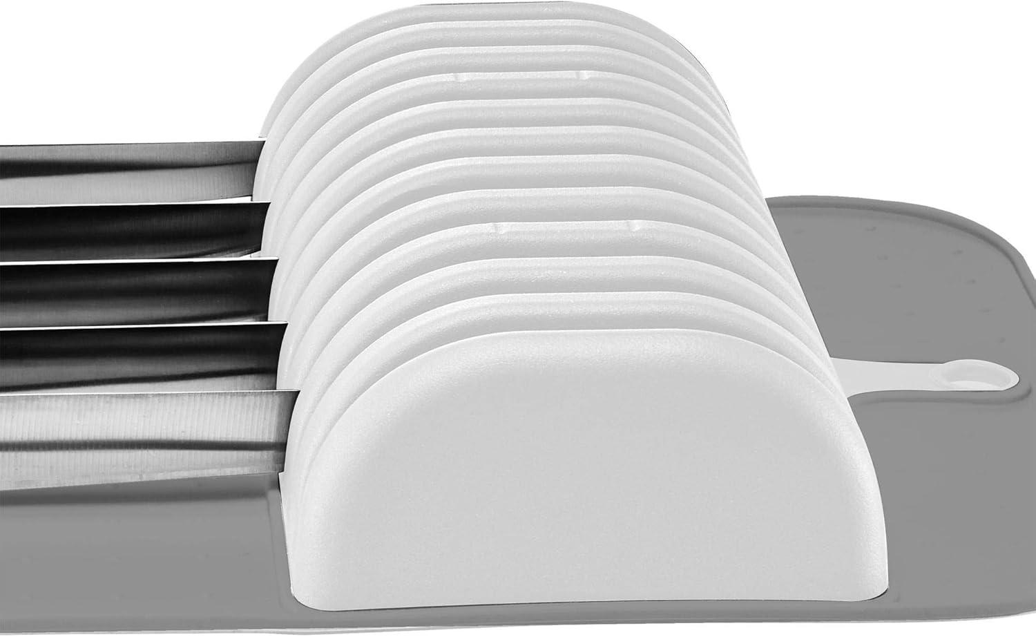 Large Gray and White Non-Slip Knife Organizer Mat