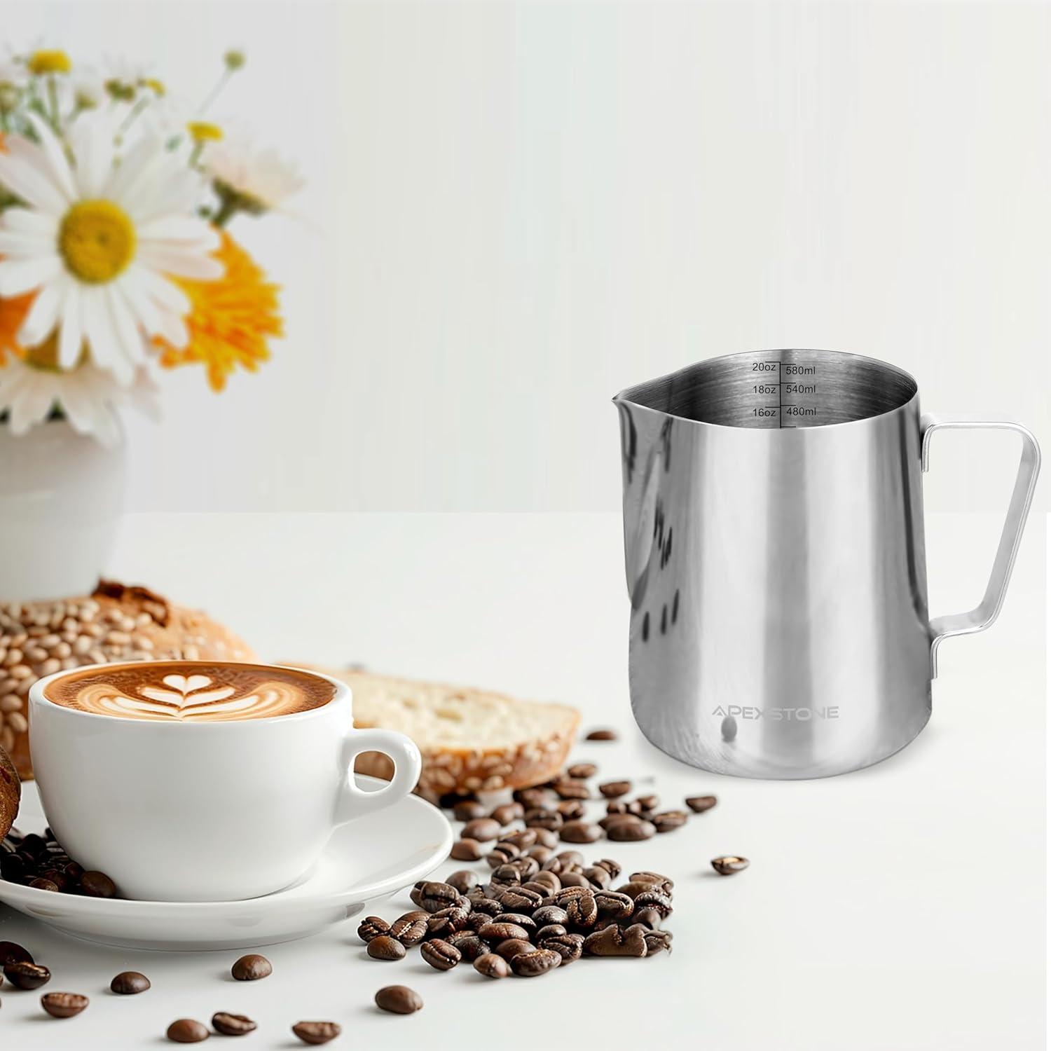 Espresso Milk Frothing Pitcher 20 oz,Espresso Steaming Pitcher 20 oz,Coffee Milk Frothing Cup,Coffee Steaming Pitcher 20 oz/600 ml