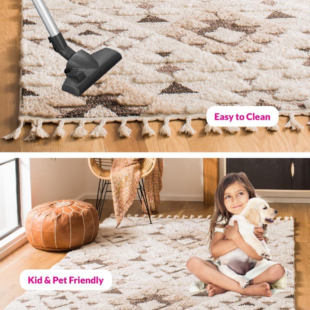 Moroccan Tassel Shag MTS688 Power Loomed Indoor Area Rug - Ivory/Brown - 5'3"x7'6" - Safavieh