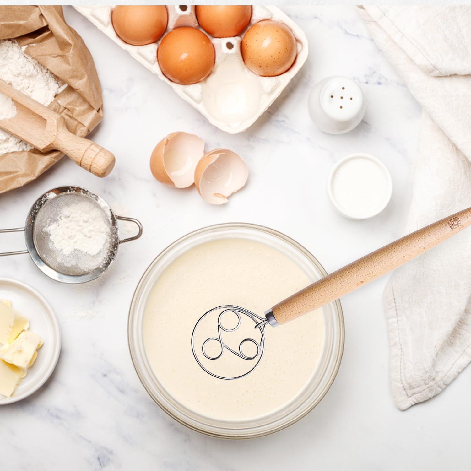 King Arthur Baking Company Baker’s Batter Whisk, Triple-Loop, 18/8 Stainless Steel and Beechwood