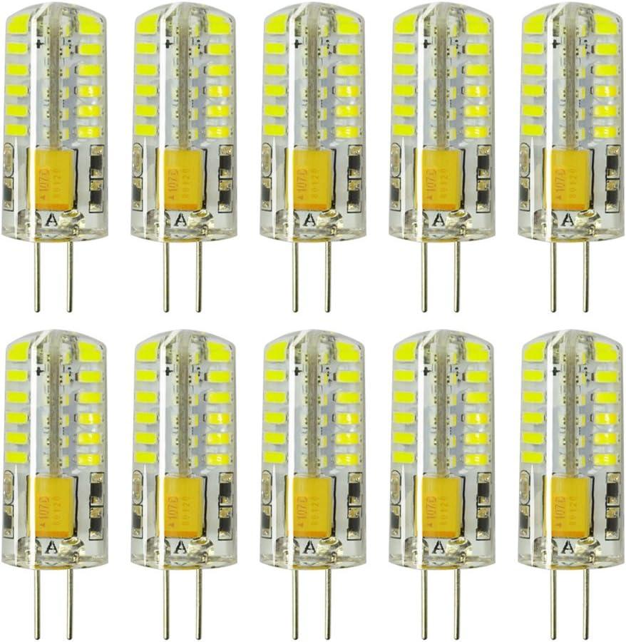 RAYHOO 10pcs G4 LED Bulbs JC Bi-Pin Base Light Lamps 3 Watt AC/DC 12V 20W-30W T3 Halogen Track Bulb Replacement Landscape Bulbs(White 6000K)