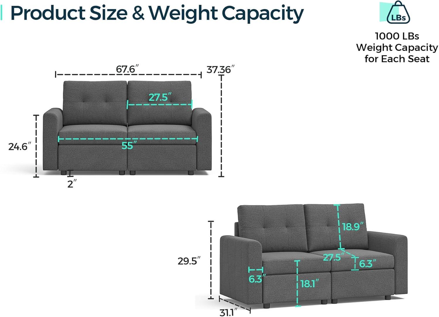 LINSY HOME Oversized Modular Cloud Sectional Sofa, RUBIK III 7 Seat Storage Couches and Sofas, Sectional Couches for Living Room with Reversible Chaises, Beige