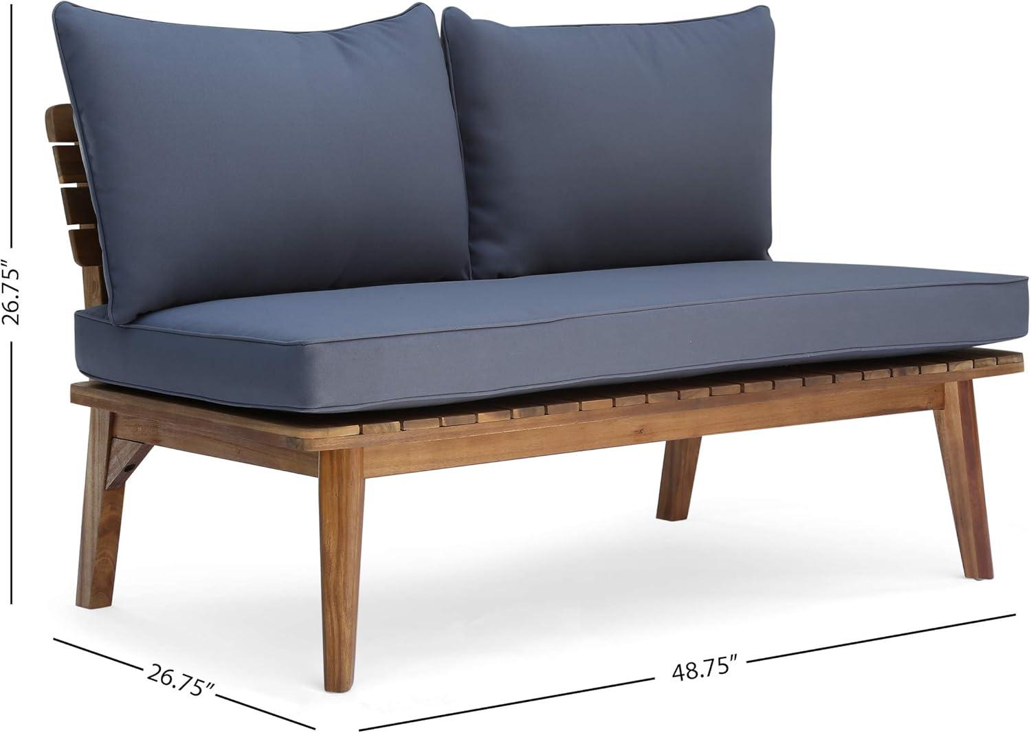 Boyle Outdoor Acacia Wood Loveseat, Teak and Gray