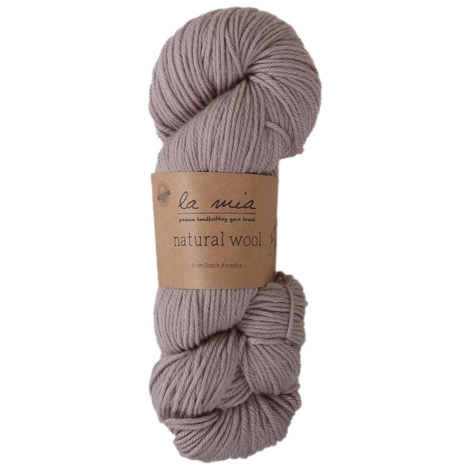 La Mia Medium Weight Beige Wool Yarn Skein