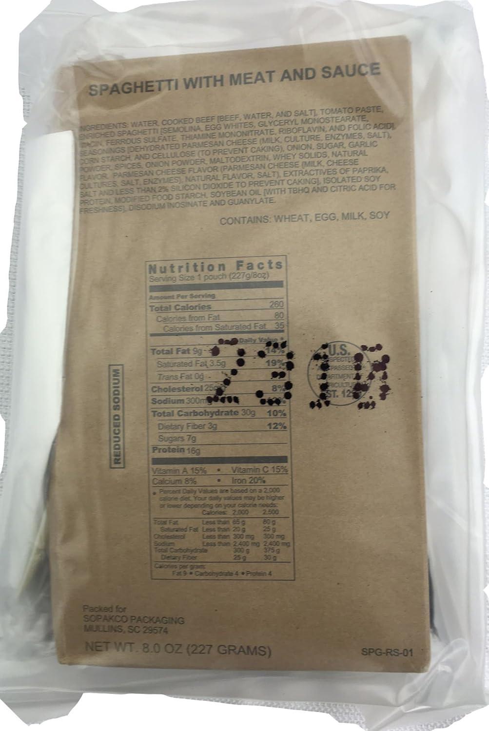 Case of 14 SOPAKCO MRE Reduced Sodium Emergency Ration Meals - Ready to Eat Factory Sealed and Banded 7020 01/22