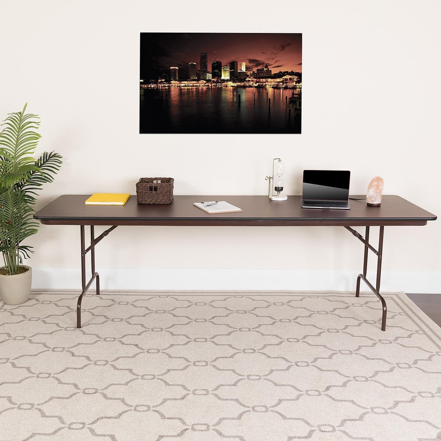 Flash Furniture Wofford 24" x 48" Rectangular Mahogany Melamine Laminate Folding Banquet Table