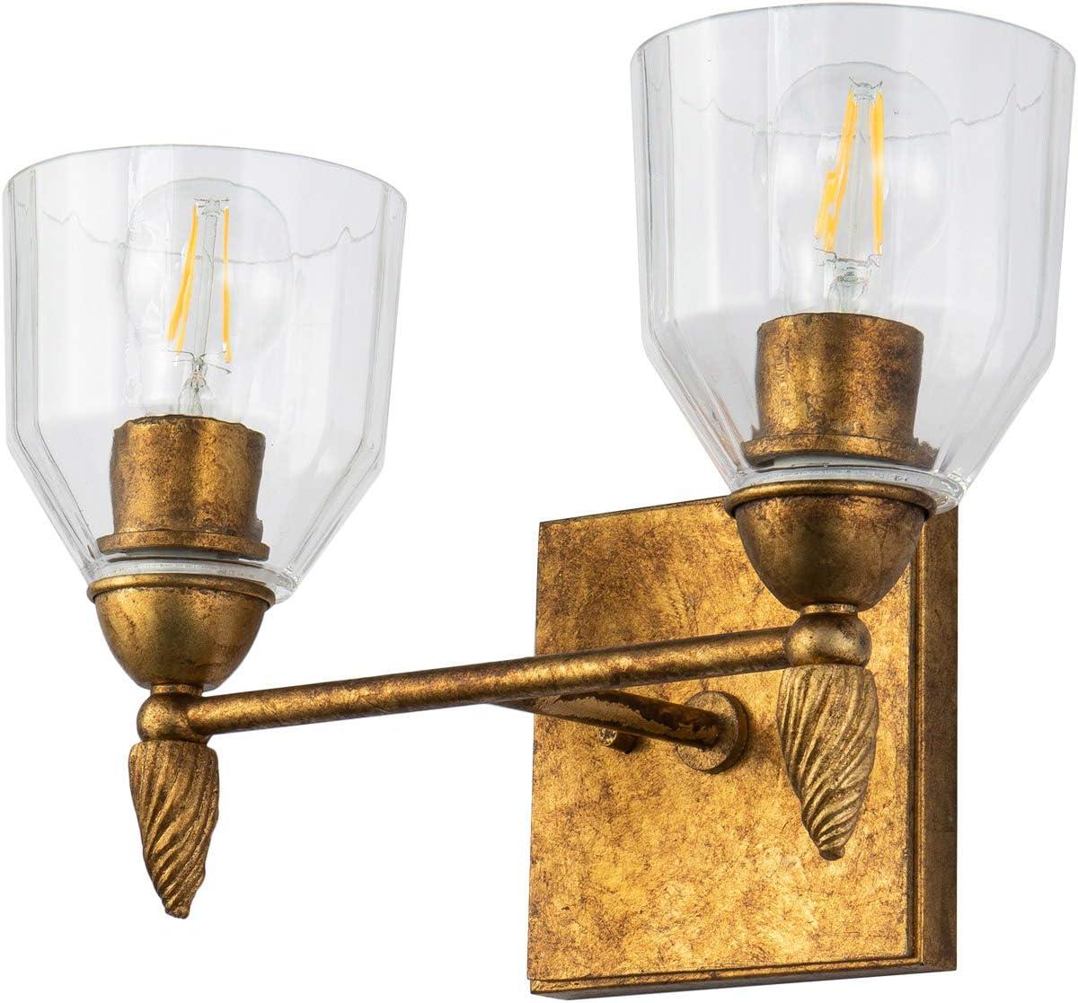 Lucas McKearn Felice 2-light Acorn-shaped Bath Vanity Light in Distressed Gold