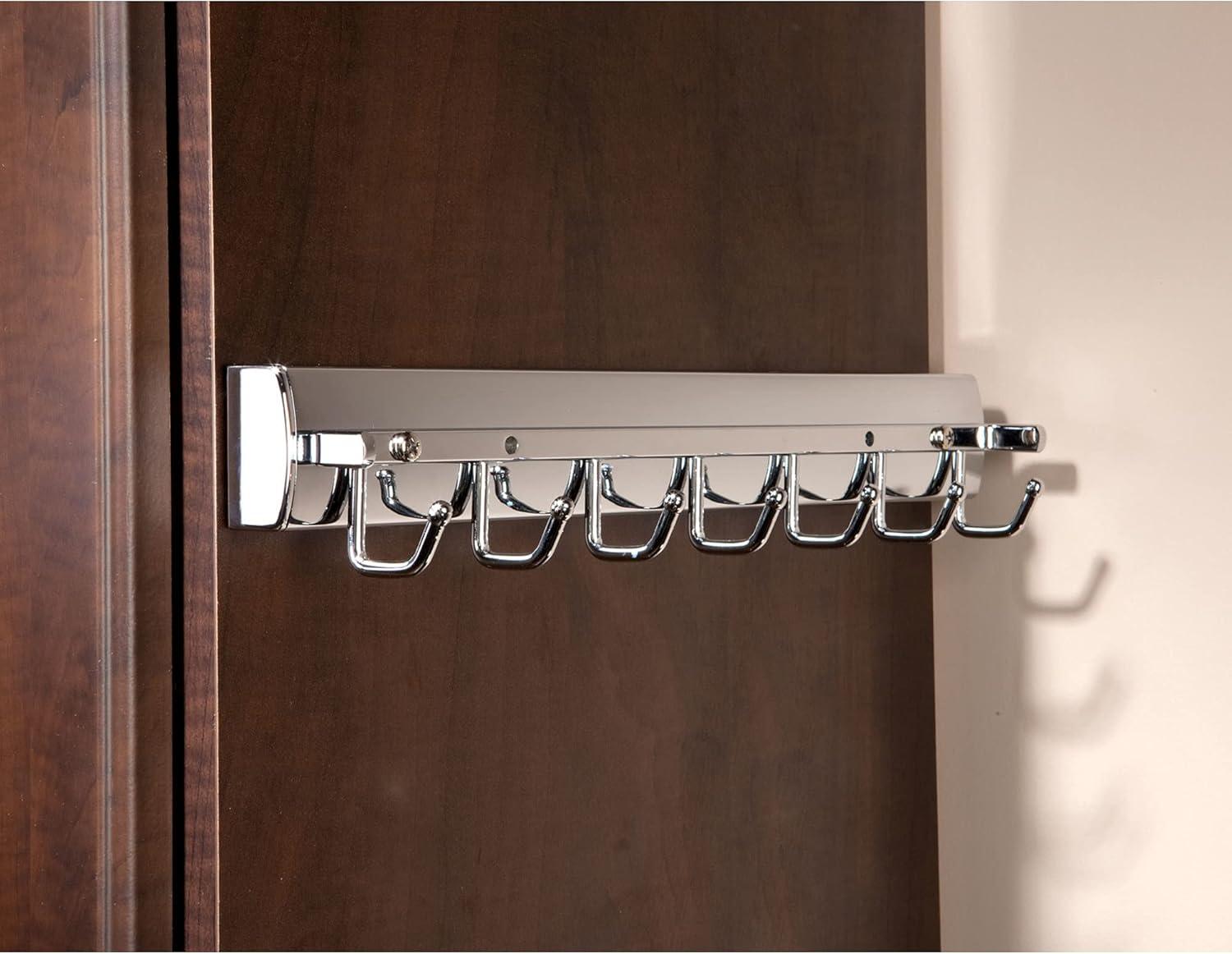 14-Inch Chrome Swivel Belt and Tie Organizer Rack