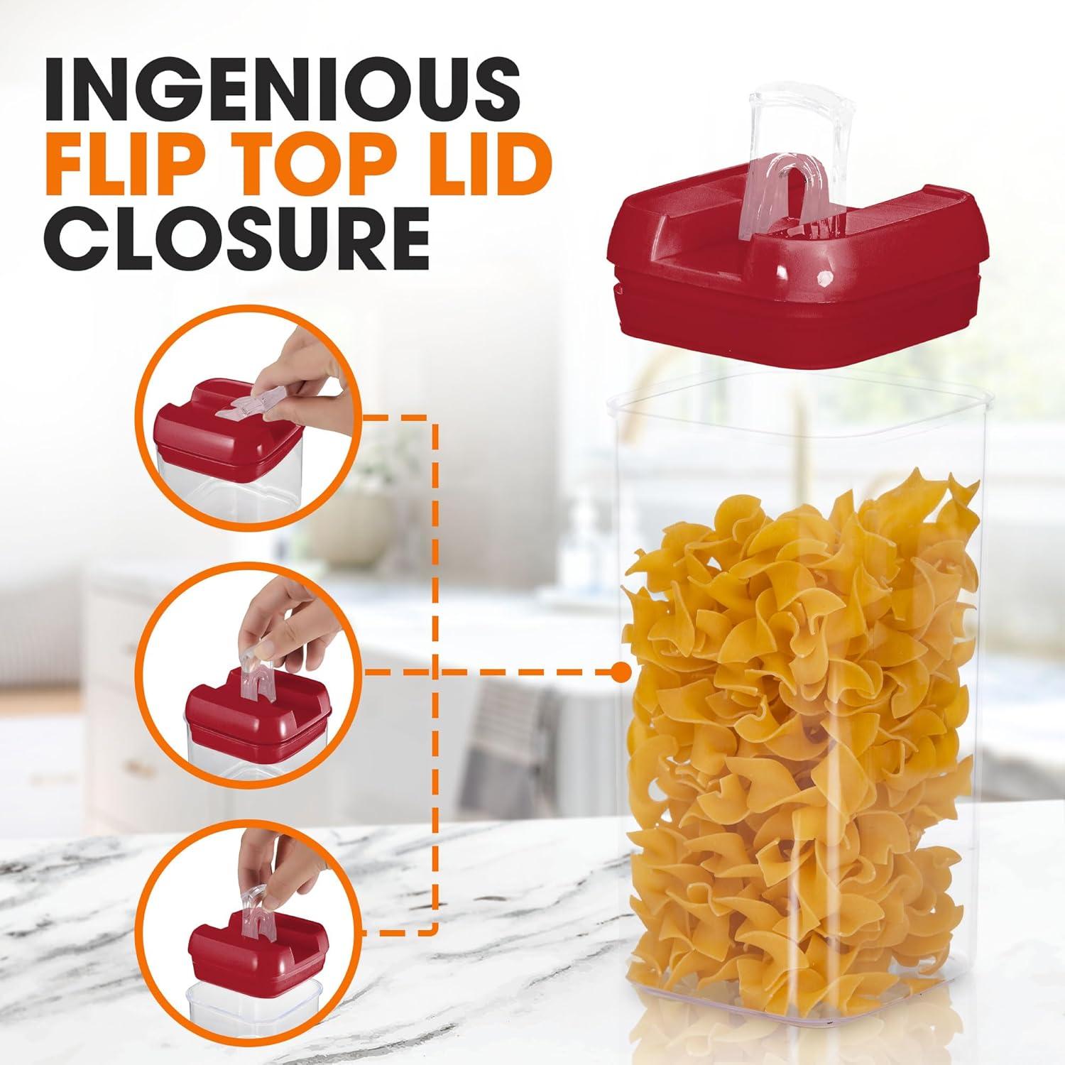 Cheer Collection Airtight Food Storage Containers, Set of 7 (Red)