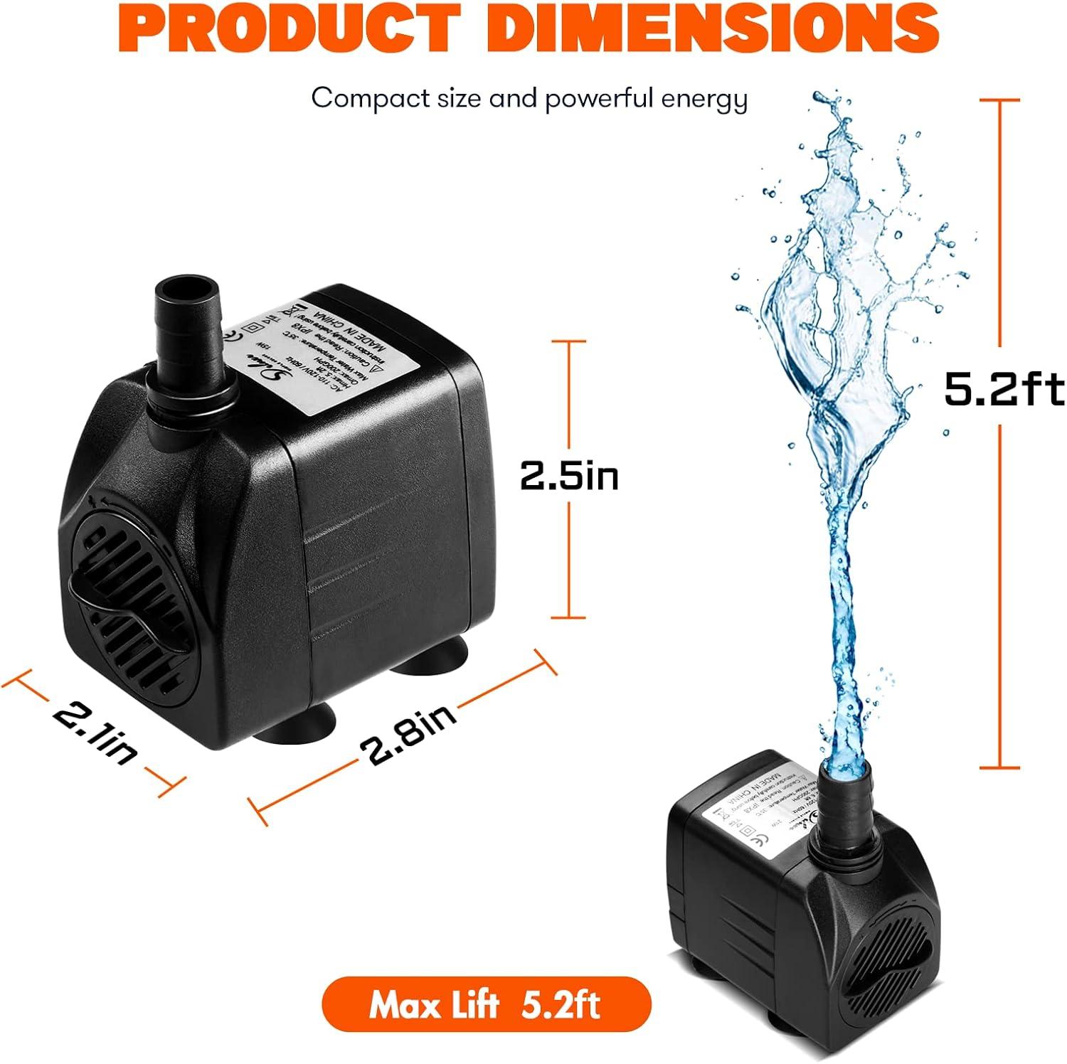 Compact Black Submersible Water Pump with Adjustable Flow