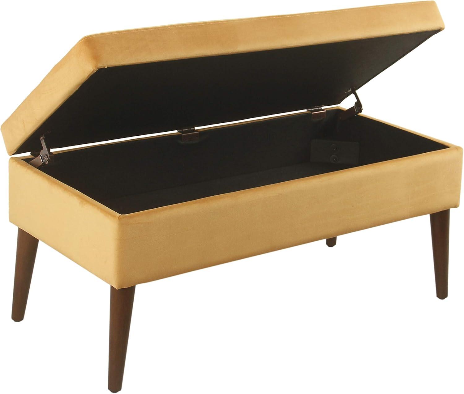 HomePop Home Decor | Upholstered Decorative Storage Ottoman Bench | Ottoman Bench with Storage for Living Room & Bedroom | Decorative Home Furniture, Yellow Velvet