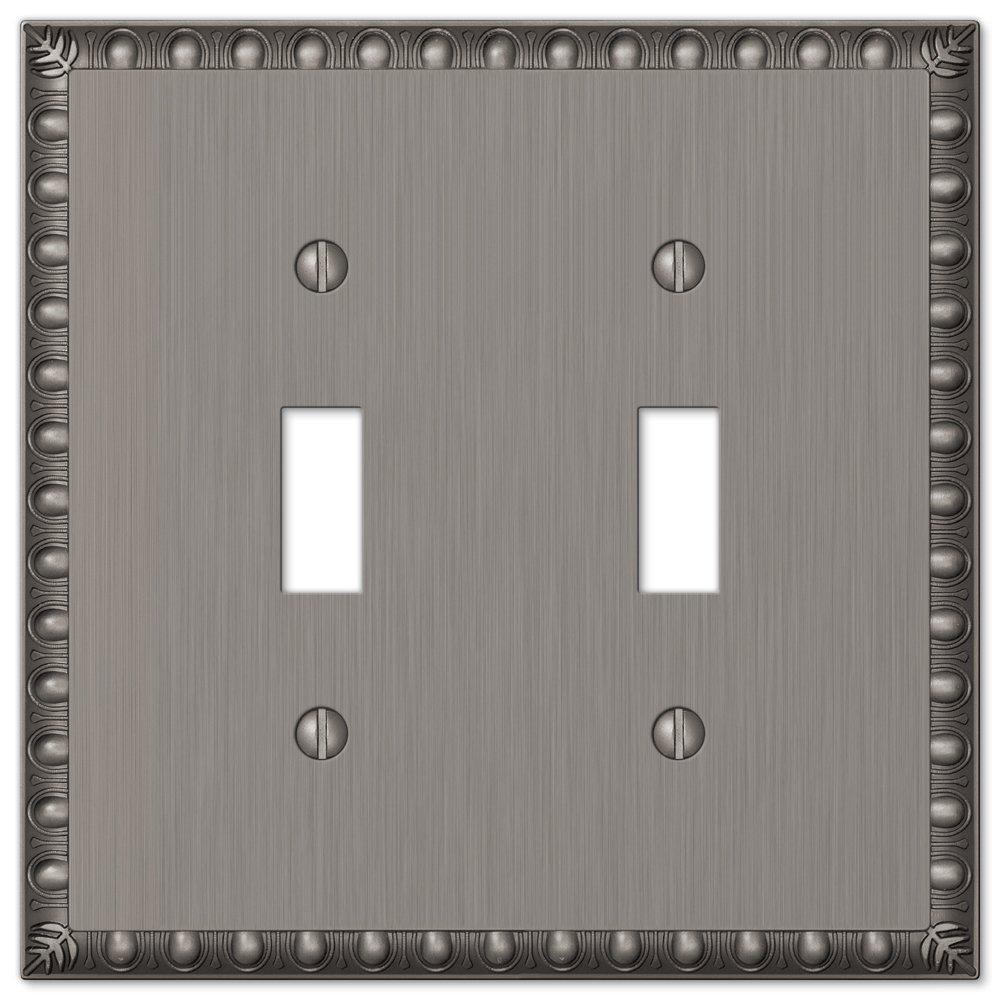 Amerelle 90TTAN Egg & Dart Wallplate, 2 Toggle, Cast Metal, Antique Nickel, 1-Pack