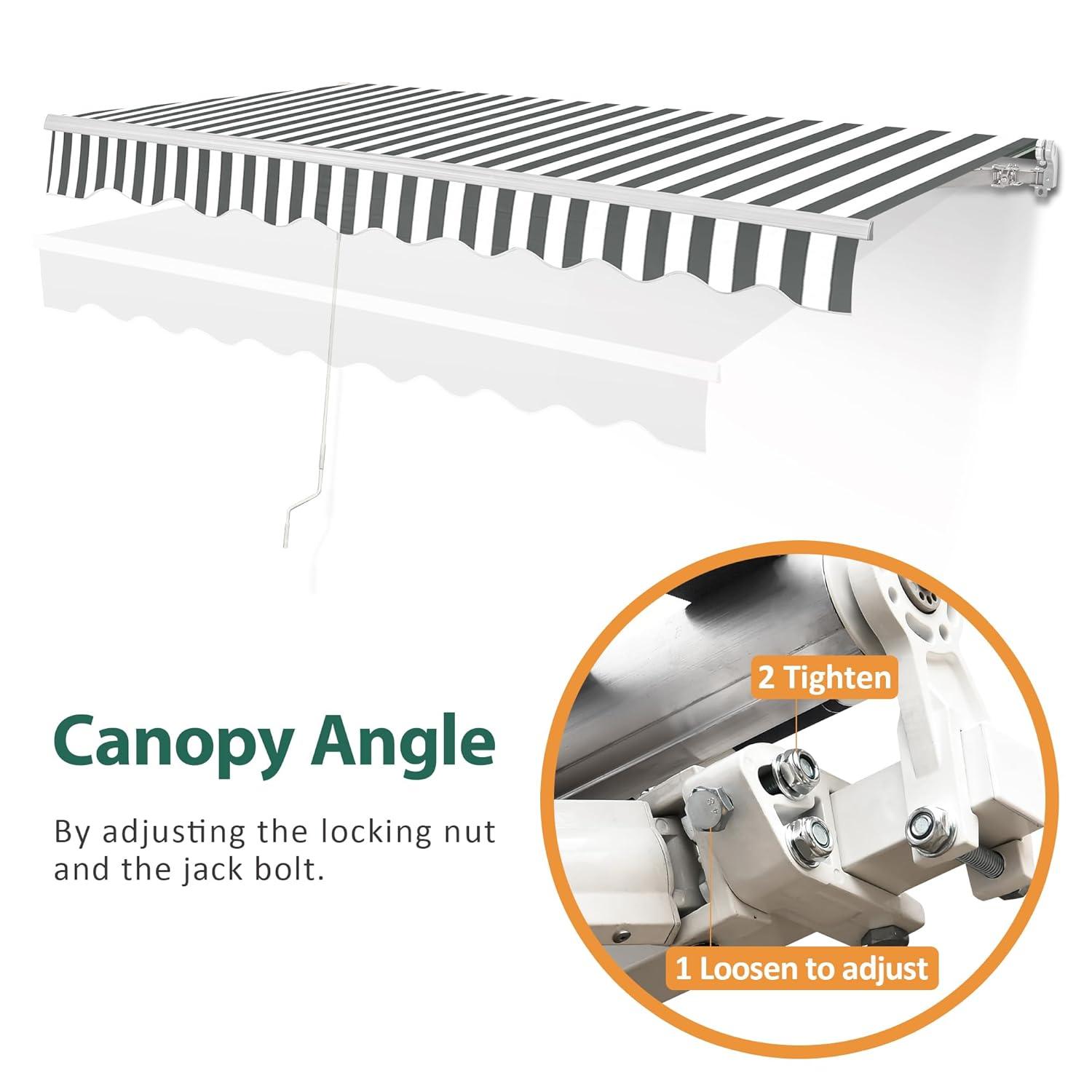 MCombo Manual Retractable Patio Door/Window Awning, Sunshade Shelter Outdoor Canopy