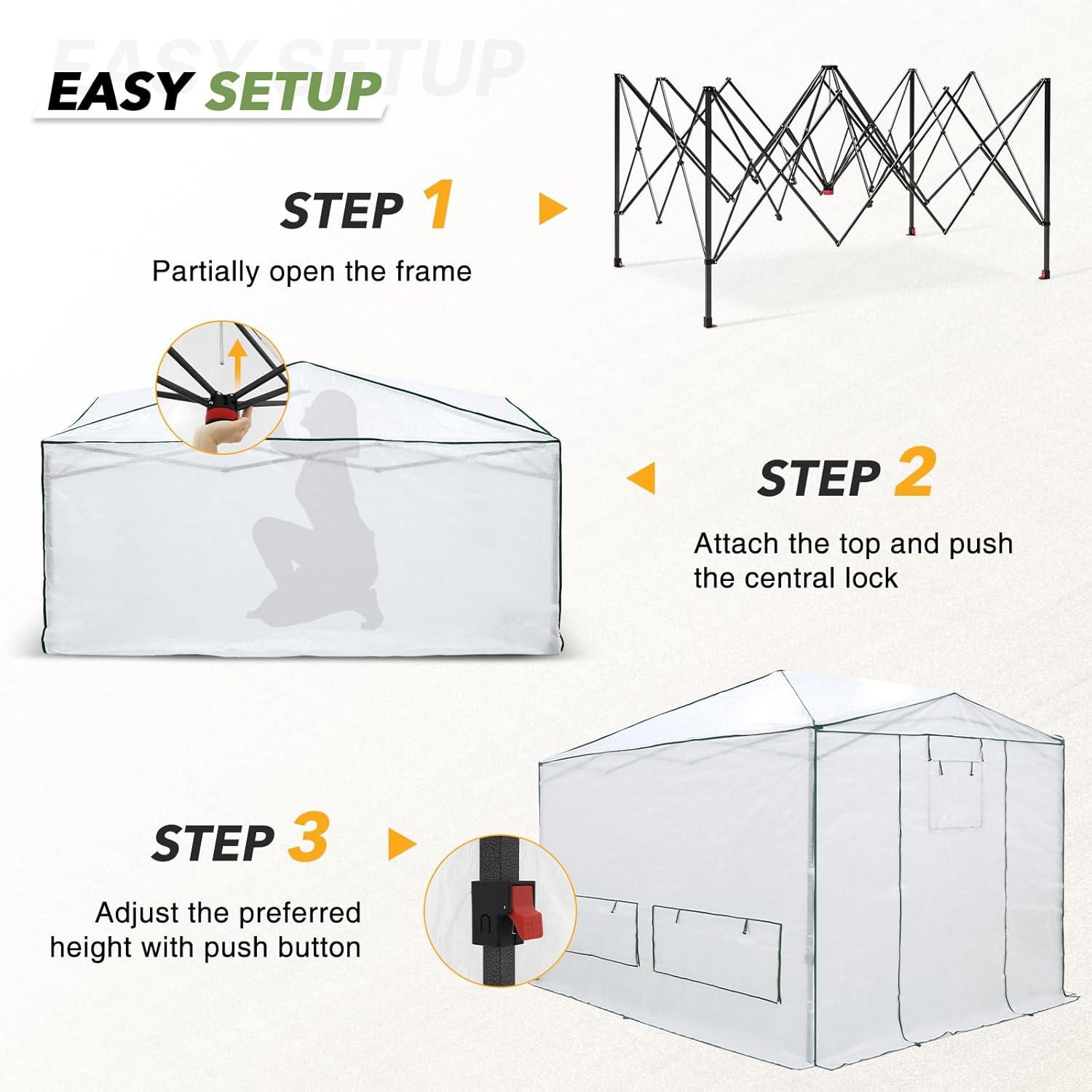 EAGLE PEAK Pop Up Greenhouse 8' W x 12' D Greenhouse