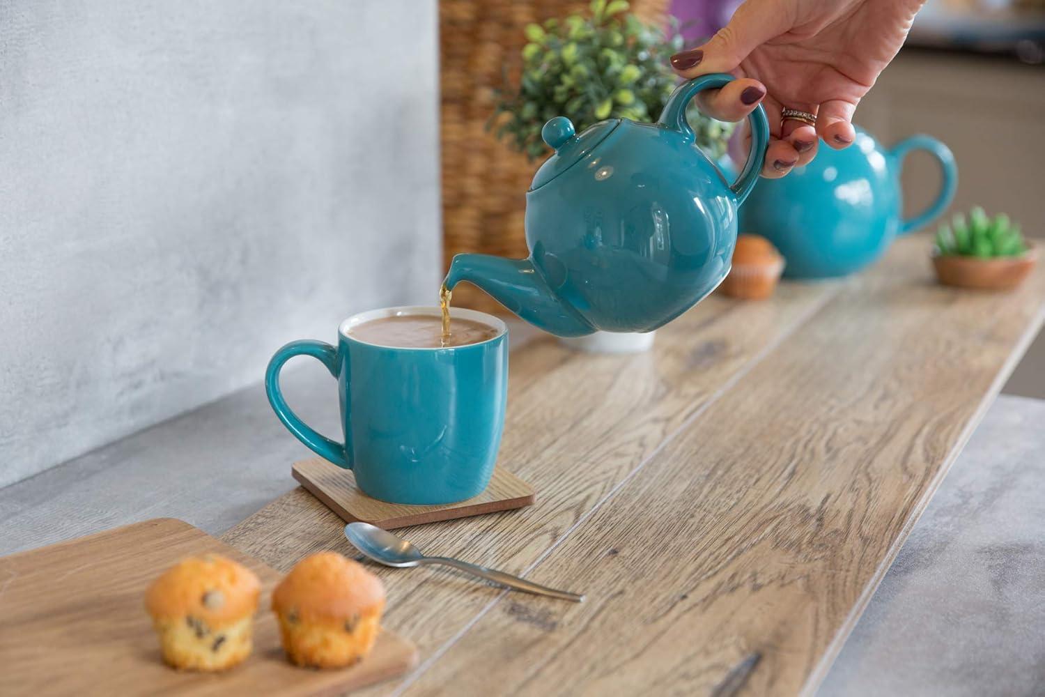 Rockingham Brown Ceramic Globe Teapot with Strainer, 4 Cup