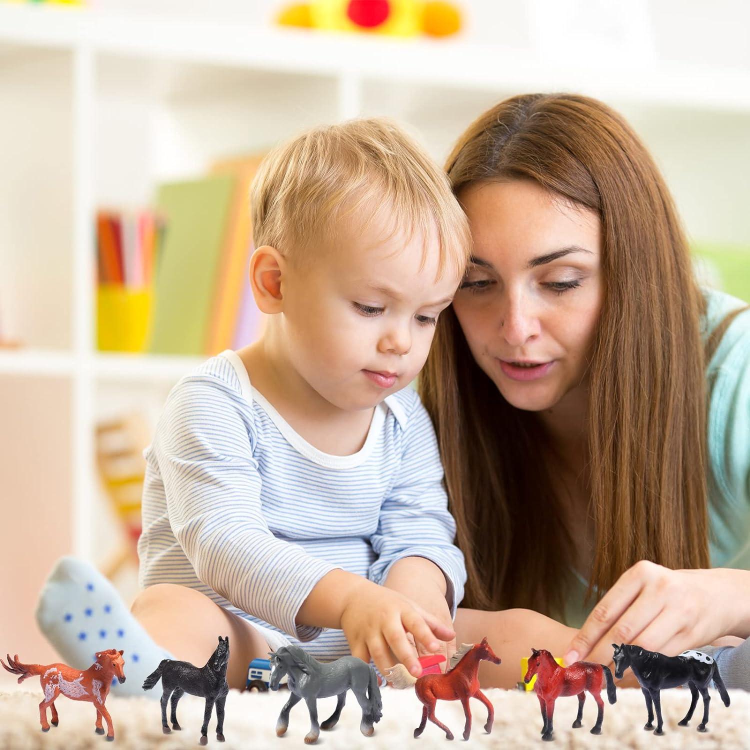 12 Pcs Simulation Horse Decor Toy Horses Zoo Animals Figurines Realistic Child Toddler