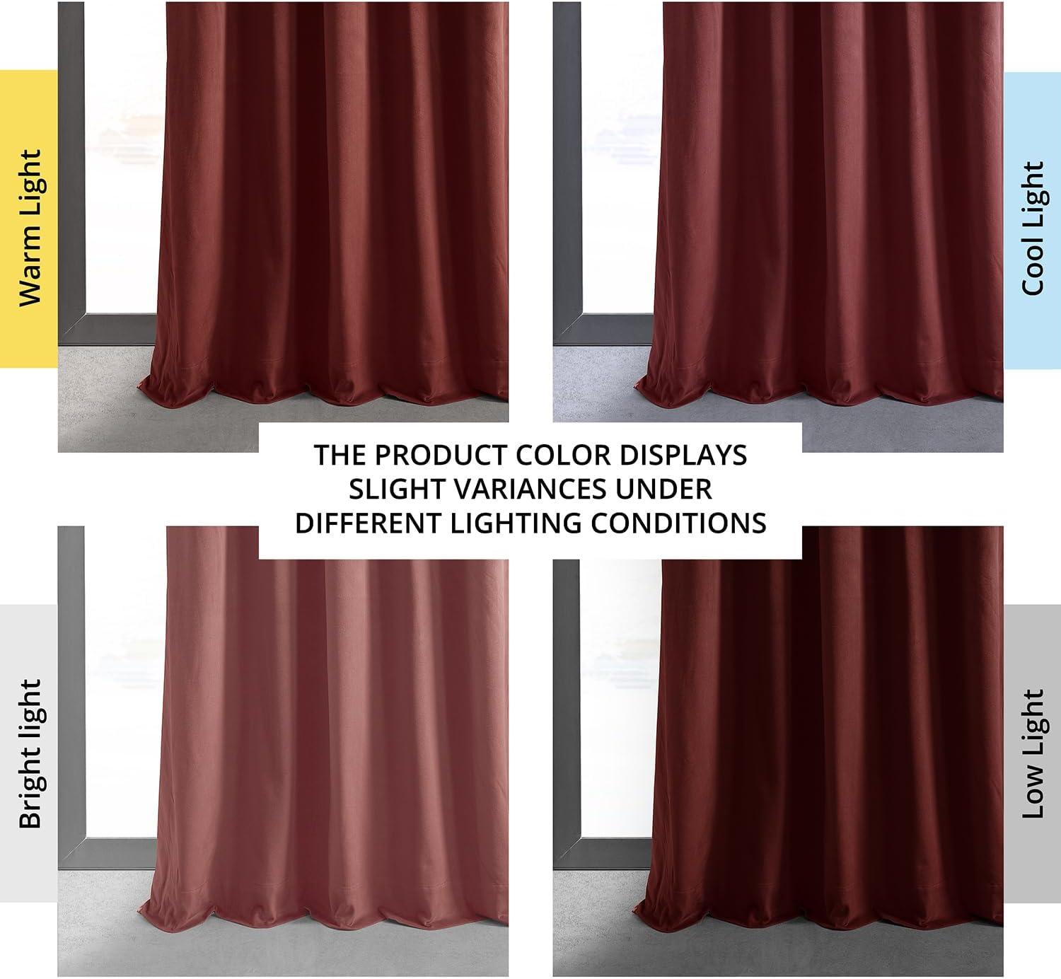 Half Price Drapes Signature Crimson Rust Velvet Blackout Curtains For Bedroom(1 Panel), 50WX 108L