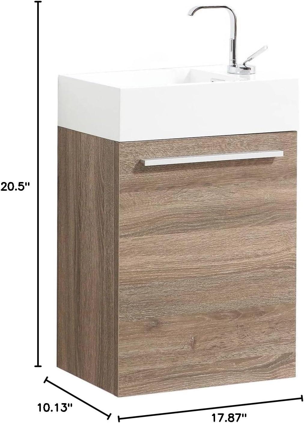 18 Inch Vanity with Acrylic Sink - Cart Oak